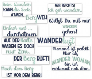 Stickserie - Hiking Wandern Sprüche